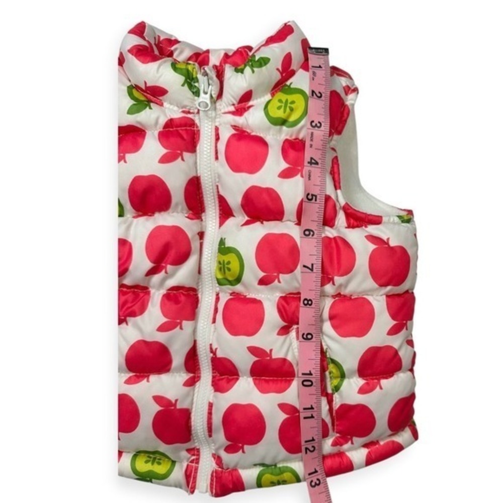Old Navy Puffer Vest Pink Apple Print Excellent 18-24M Toddler Kids - Picture 6 of 10